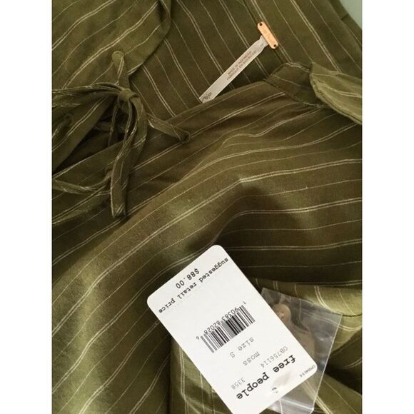 NEW Free People Womens S Under the Boardwalk Striped Tunic Lace Up Front Top - Picture 6 of 6